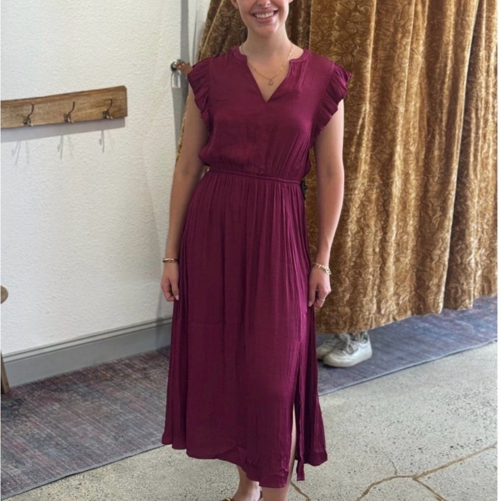 NWOT Steve Madden Women’s US Size L Allegra Midi Dress in Berry Plum - Picture 4 of 7